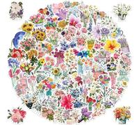 Nymora 200 Pack Flower Stickers, Waterproof Aesthetic Stickers For Scrapbooking, Laptops, Journals and DIY Crafts
