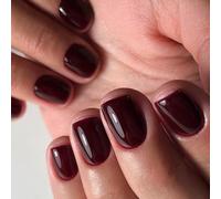 Nymora 24 Pcs Wine Red False Nails - Press On Nails - Full Cover Coffin Stick On Nail for Women and Girls - Nail Art
