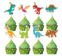 Nymora 40Pcs Dinosaur Cupcake Toppers, Cute Tyrannosaurus Rex Triceratops Cupcake Picks Dinosaur Cake Topper Picks for Kids Birthday Baby Shower Dino Party Cake Toppers Decorations