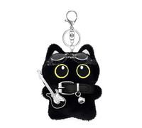 Nymora Black Cat Plush Keychain - Funny Black Cat with Sunglasses & Guitar, Cute Plush Keychain Accessories, Kawaii Gifts for Women Girls