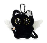Nymora Black Cat Plush Keychain with Wings & Magic Wand, Cute Funny Kawaii Keychain Charm, Adorable Black Cat Plush Keychains Gifts for Women Girls