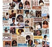 Nymora Black Girl Stickers for Women - 50 Pcs Black Women Water Bottle Stickers for Vision Board, Brown Affirmation Waterproof Scrapbook Decals, Motivational Vinyl Sticker for Laptop Journaling