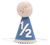 Nymora Blue Half Birthday Cone Hat - Cute 6-Month Photo Prop with Elastic Band, Photo Props, Half Birthday Party Decorations for Boys Girls
