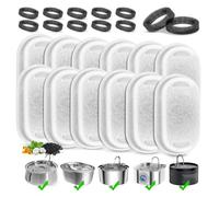 Nymora Cat Fountain Filters, 24pcs (12+12) Activated Carbon & Foam Filters Replacement for Feeding & Watering Supplies for Cats