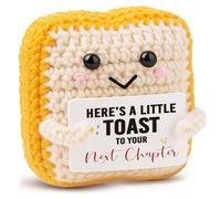 Nymora Crochet Toast Gift for New Job Leaving or Graduation, Handmade Congratulations, Leaving and Farewell Gift, Positive Style Knitted Keepsake, Cute Desk Decor for Colleagues Friends & Coworkers