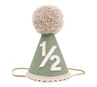 Nymora Green Half Birthday Cone Hat - Cute 6-Month Photo Prop with Elastic Band, Photo Props, Half Birthday Party Decorations for Boys Girls