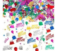 Nymora Happy Birthday Confetti, 1.6 oz Multicolor Cake Balloon Swirl Confetti for Happy Birthday Party Decorations Boys Girls Kids 1st Birthday Table Decorations | Colorful