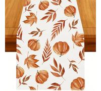 Nymora Linen Pumpkin Maple Leaves Autumn Table Runner - Heritage Flax Weave | Heatproof Autumn & Halloween Dining Decor for Farmhouse Tables (40 * 180 cm)