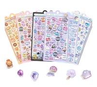 Nymora Mini Stickers 6 Pcs, Cute Cartoon Puffy Stickers for Kids, Reusable Tiny Kawaii Stickers for Children, Girly Stickers for Girls, Sticker Earrings, Small Stickers Decorations
