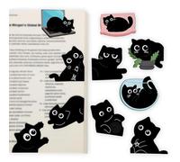 Nymora Set of 10 Magnetic Bookmarks Black Cat - Cute Cat Bookmarks for Book Lovers, Gift for Cat Lovers & Book Friends