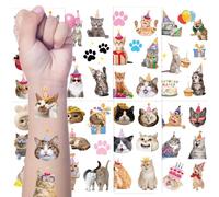 Nymora Temporary Cat Tattoo Stickers - 10 Sheets Kawaii Cat Transfer Tattoos for student's - Waterproof Fake Tattoo Stickers for Cat Theme Birthday Party Bags Fillers Gifts