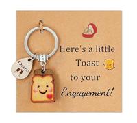 Nymora Toast Keychain Engagement Gift for Women, Wood Bread Slice Pendant Keyring for Couples, Engaged Gifts for Congratulations & Beginnings