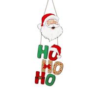 NymphFable 2pcs Christmas Wooden Hanging Sign, HOHOHO Santa Claus Door Ornament Holiday Wooden Wall Decor Xmas Welcome Sign for Porch Indoor Outdoor 25.6x10.2 in