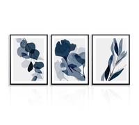 NymphFable 3PCS Blue Flower Wall Art Poster Abstract Botanical Prints, Watercolor Plants Wall Poster for Bedroom Living Room Decor 12x16 in Unframed