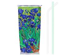 NymphFable 560 ml Iris Flower Insulated Travel Mug Thermos Coffee Double Wall Mug Large