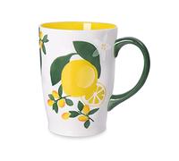 NymphFable 600ml/20oz Coffee Cup Large Ceramic Fruit Mug Lemons Cup with Handle 100% Hand Painted Personalized Gift