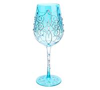 NymphFable Blue Wine Glass Blue Princess Artisan Painted Glass 15oz Personalised Gift for Birthdays Valentine's Day