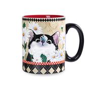 NymphFable Cat Flowers Ceramic Mug Flower Coffee Cups with Handle Personalized Tea Cup 550ml/18oz