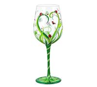 NymphFable Clover Ladybug Wine Glass Hand Painted Personalised Grassland Wine Glass Gift for Women 15oz