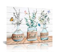 NymphFable Dazzlewall Bathroom Wall Art Poster Butterfly Plants Flower Prints, Botanical Quotes Wall Poster for Farmhouse Bathroom Decor 12x16 in Unframed