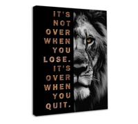NymphFable Framed Inspirational Lion Wall Art Decor, Black and Gold Positive Wall Poster for Office Gym Bedroom Decor 12x16 in