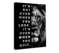 NymphFable Framed Motivational Lion Wall Art Decor, Black and White Inspirational Wall Poster for Office Gym Bedroom Decor 12x16 in