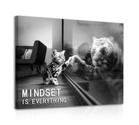 NymphFable Framed Motivational Wall Decor Poster Cat and Tiger, Black White Inspirational Quotes Wall Poster for Office Living Room Decor 12x16 in