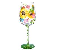NymphFable Hand Painted Sunflower Wine Glass Artisan Painted Glass 15oz Personalised Gift for Birthday Anniversary