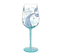 NymphFable Hand-Painted Wine Glass Mermaid Sayings Artisan Painted Glass 15oz Personalised Gift for Girls Women