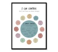 NymphFable Mental Health Wall Art, Circle of Control Positive Affirmations Poster for Office Bedroom Classroom Decor 12x16 in Unframed