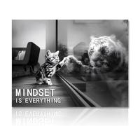 NymphFable Motivational Wall Decor Poster Cat and Tiger, Black White Inspirational Quotes Wall Poster for Office Living Room Decor 12x16 in Unframed