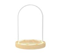 Nynelly 18 cm Tall Lighted Glass Dome with Base, Clear Bell Jar Glass Cloche with Base, Small Glass Display Case for Labubu Figures Dolls Plants Curios Keepsakes Collectibles, 11.5x17.5 cm, Wood