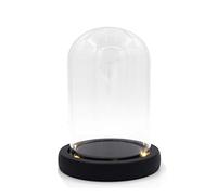 Nynelly 3.5" D X 4.7" H Clear Glass Dome Cloche with Black LED Lights Base,Glass Display Bell Jar Ornament