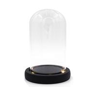 Nynelly 3.5" D X 5.9" H Clear Glass Dome Cloche with Black LED Lights Base,Glass Display Bell Jar Ornament