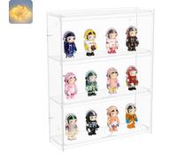 Nynelly 3 Shelf Clear Acrylic Display Case with Door - Wall Display Shelf for Models, Figures, Funko Pop, Pop Mart, Labubu, Sonny Angel, Smiski - Assemble Dustproof Display Box (30.6x9.3x38.8 cm)