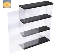 Nynelly 3 Shelf Clear Acrylic Display Case with Door - Wall Display Shelf for Models, Figures, Funko Pop, Pop Mart, Labubu, Sonny Angel, Smiski - Assemble Dustproof Display Box (29.5x8.5x38 cm, Black)
