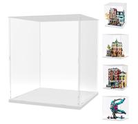 Nynelly Acrylic Display Case for Lego Modular Buildings for Models Figures - Assemble Dustproof Thickened Clear Display Box Cabinet (White, 30x30x35 cm)