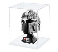 Nynelly Acrylic Display Case for Lego Star Wars Helmet Mandalorian Helmet for Lego R2D2 Models Figures - Assemble Dustproof Thickened Clear Display Box Cabinet (White, 20x20x25 cm)