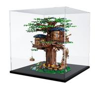 Nynelly Large Acrylic Display Case for Lego Tree House 21318 for Lego Piano 21323 Models Figures - Assemble Dustproof Thickened Clear Display Box Cabinet (Black, 45x45x44.5 cm)