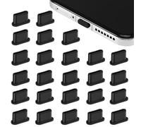 Nynkyon 25Pcs USB C Dust Plug Port Cover, Silicone Type-C charger protector for iPhone 15 16 Plus Pro Max, Samsung Galaxy, Honor, Xiaomi and all Types of Phones and Tablets with Type-C Port, Black