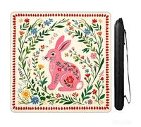 NYNPPUE Mahjong Mat 31.5 x 31.5 Inch, Non-Slip Neoprene Rubber Table Mat, Noise Reduction Game Table Cover, Multi-Purpose Pad for Mahjong, Poker, Cards and Table Games (Pink Rabbit)