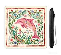 NYNPPUE Mahjong Mat 31.5 x 31.5 Inch, Non-Slip Neoprene Rubber Table Mat, Noise Reduction Game Table Cover, Multi-Purpose Pad for Mahjong, Poker, Cards and Table Games (Pink Dolphin)