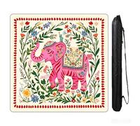 NYNPPUE Mahjong Mat 31.5 x 31.5 Inch, Non-Slip Neoprene Rubber Table Mat, Noise Reduction Game Table Cover, Multi-Purpose Pad for Mahjong, Poker, Cards and Table Games (Rose Pink Elephant)