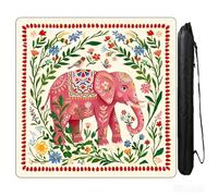 NYNPPUE Mahjong Mat 31.5 x 31.5 Inch, Non-Slip Neoprene Rubber Table Mat, Noise Reduction Game Table Cover, Multi-Purpose Pad for Mahjong, Poker, Cards and Table Games (Pink Elephant)