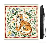 NYNPPUE Mahjong Mat 31.5 x 31.5 Inch, Non-Slip Neoprene Rubber Table Mat, Noise Reduction Game Table Cover, Multi-Purpose Pad for Mahjong, Poker, Cards and Table Games (Pink Tiger)