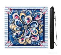 NYNPPUE Mahjong Mat 31.5 x 31.5 Inch, Non-Slip Neoprene Rubber Table Mat, Noise Reduction Game Table Cover, Multi-Purpose Pad for Mahjong, Poker, Cards and Table Games (Light Blue Flowers)