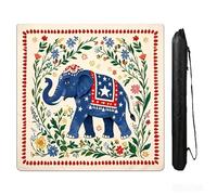 NYNPPUE Mahjong Mat 31.5 x 31.5 Inch, Non-Slip Neoprene Rubber Table Mat, Noise Reduction Game Table Cover, Multi-Purpose Pad for Mahjong, Poker, Cards and Table Games(Blue Elephant)