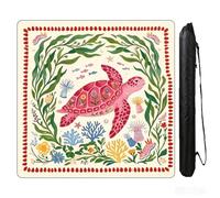 NYNPPUE Mahjong Mat 31.5 x 31.5 Inch, Non-Slip Neoprene Rubber Table Mat, Noise Reduction Game Table Cover, Multi-Purpose Pad for Mahjong, Poker, Cards and Table Games (Pink Turtle)