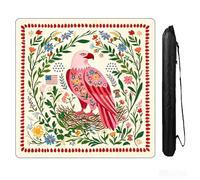 NYNPPUE Mahjong Mat 31.5 x 31.5 Inch, Non-Slip Neoprene Rubber Table Mat, Noise Reduction Game Table Cover, Multi-Purpose Pad for Mahjong, Poker, Cards and Table Games(Pink Bird)