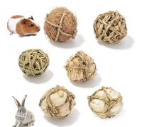NYOSLB 6 PCS Guinea Pig Toys, Rabbit Chews Natural 5cm Rabbit Toys Boredom Breaker Hamster Chew Toy Grass Ball for Rabbits for Small Pet Teeth Grinding